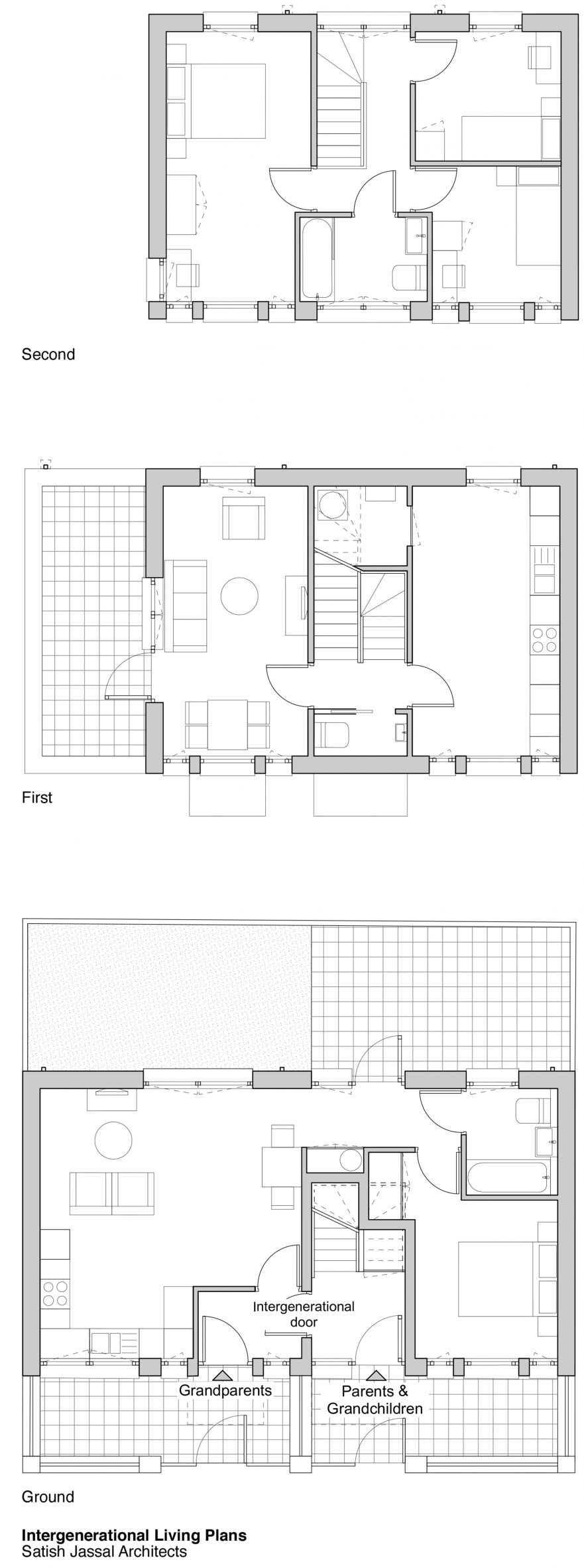 Intergenerational living plans Rowan Court by Satish Jassal Architects