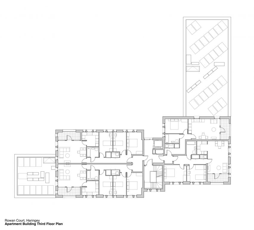 Apartment third floor plan Rowan Court by Satish Jassal Architects