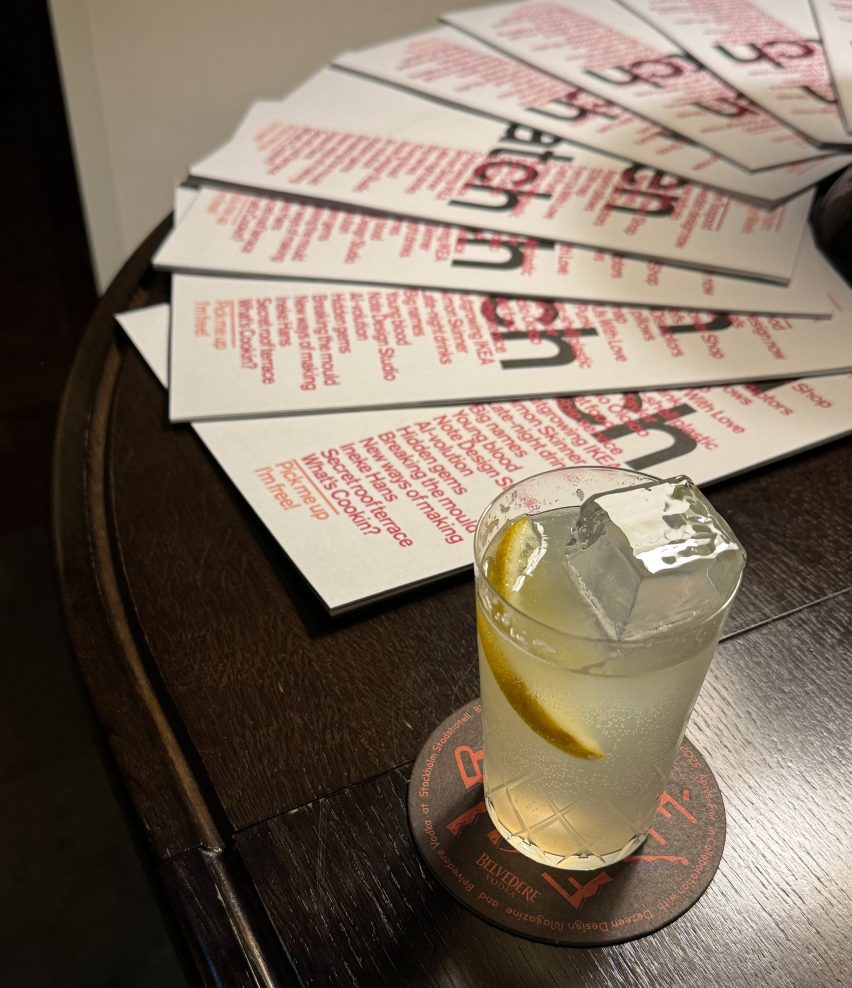 Drink with magazines fanned behind it