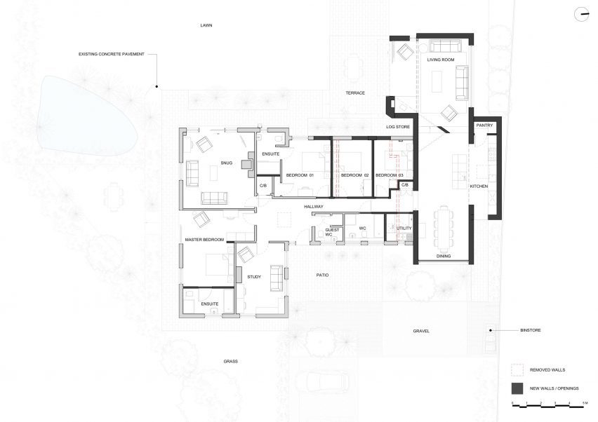 Floor plan of Stone’s Throw house by Mole Architects