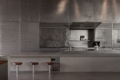 industrial metal bar tasting counter