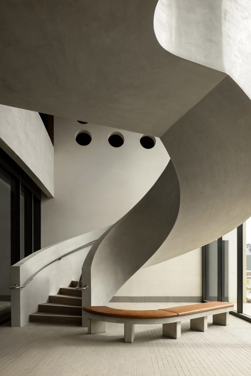 Giant concrete spiral staircase