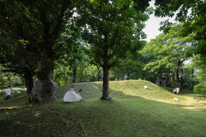 Grass covered chicken coop