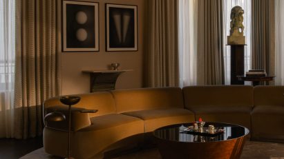 Curved sofa in Mayfair apartment