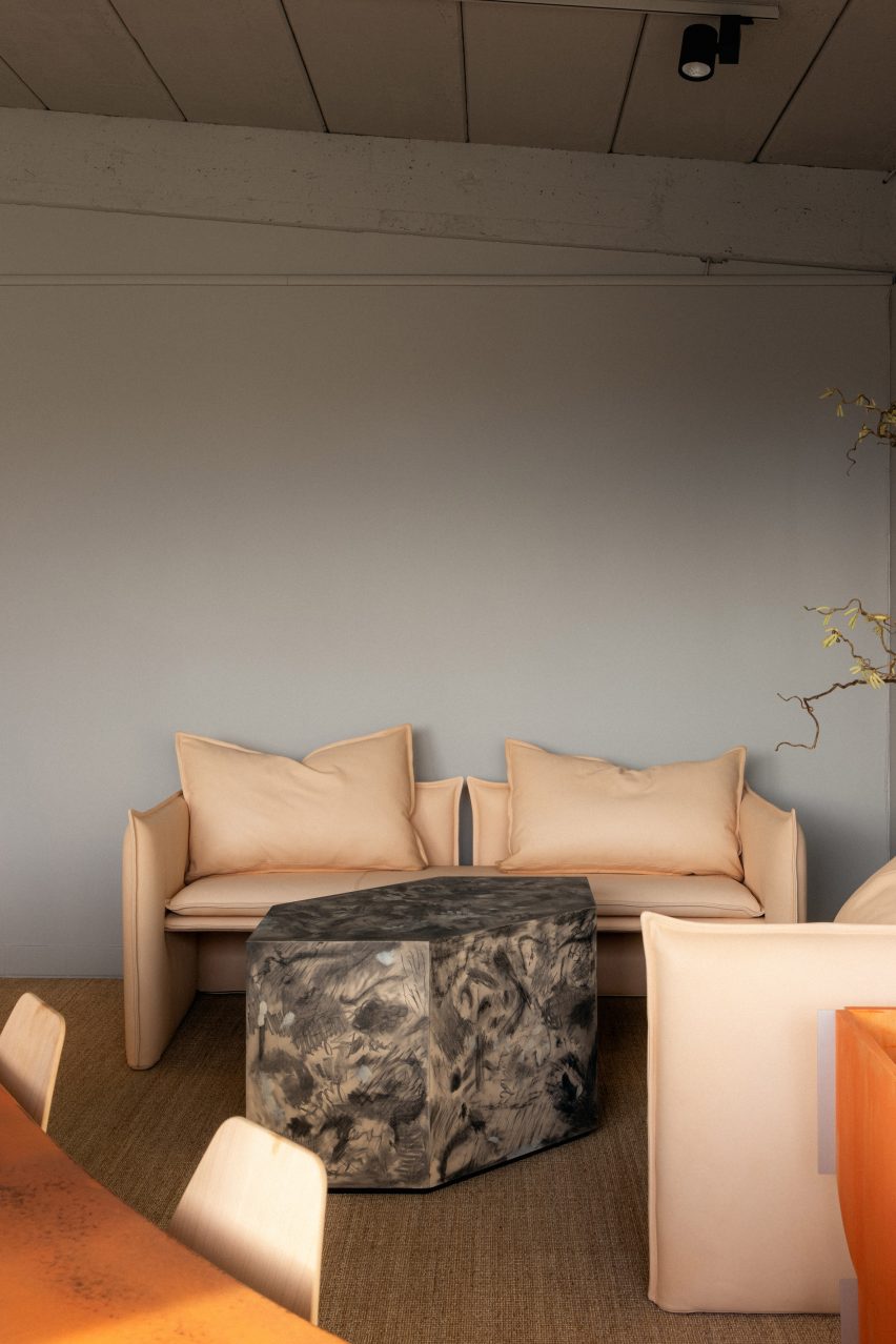 Sofa and coffee table in The Executive office furniture by Jenny Nordberg