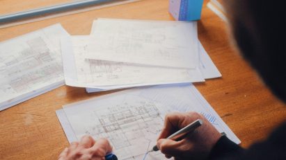 Architect worker drawing