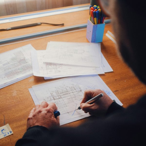 Architect worker drawing