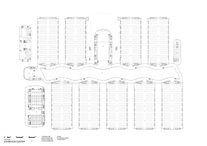 Ground floor plan of the Capital International Exhibition and Convention Centre by Zaha Hadid Architects