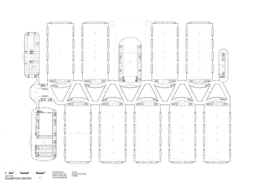Upper floor plan of the Capital International Exhibition and Convention Centre by Zaha Hadid Architects