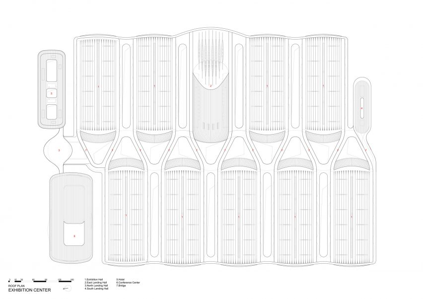 Roof plan of the Capital International Exhibition and Convention Centre by Zaha Hadid Architects