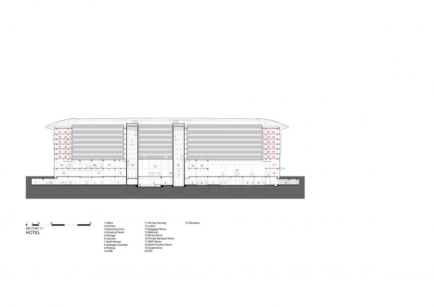 Hotel section at the Capital International Exhibition and Convention Centre by Zaha Hadid Architects