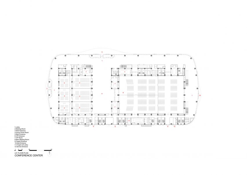 Conference centre ground floor plan at the Capital International Exhibition and Convention Centre by Zaha Hadid Architects