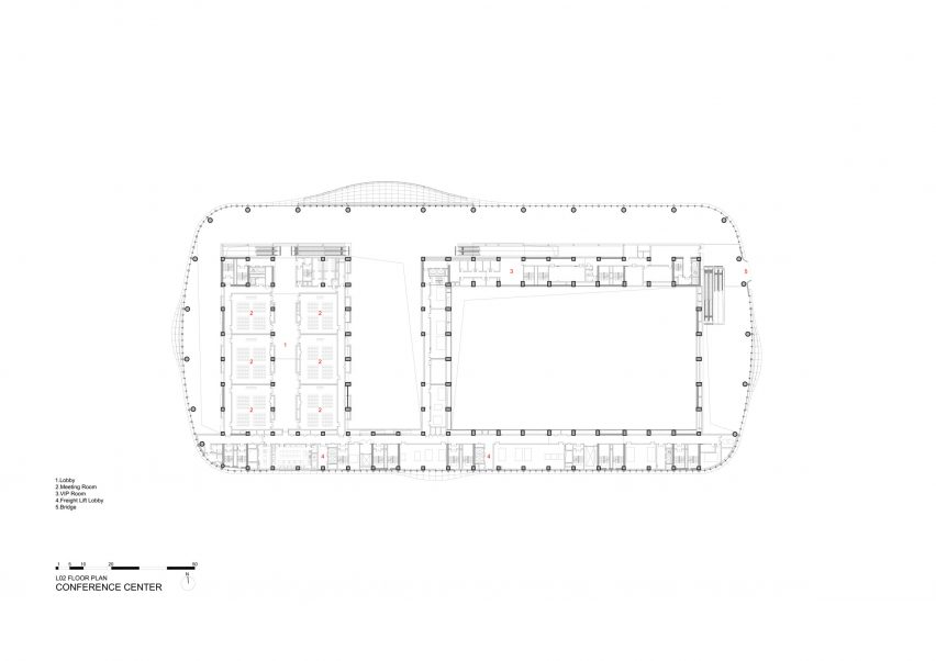 Conference centre first floor plan at the Capital International Exhibition and Convention Centre by Zaha Hadid Architects