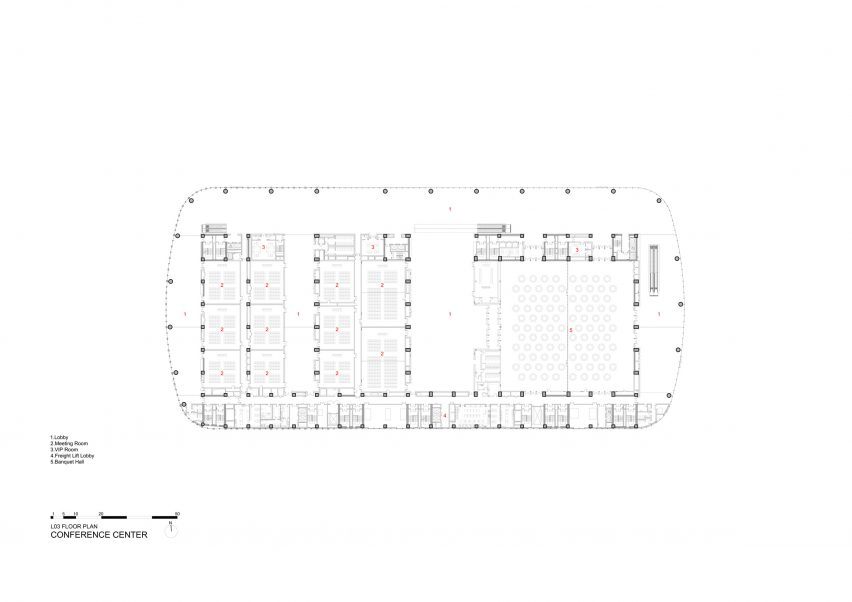 Conference centre second floor plan at the Capital International Exhibition and Convention Centre by Zaha Hadid Architects