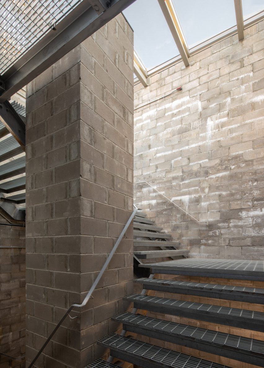 A steel staircase