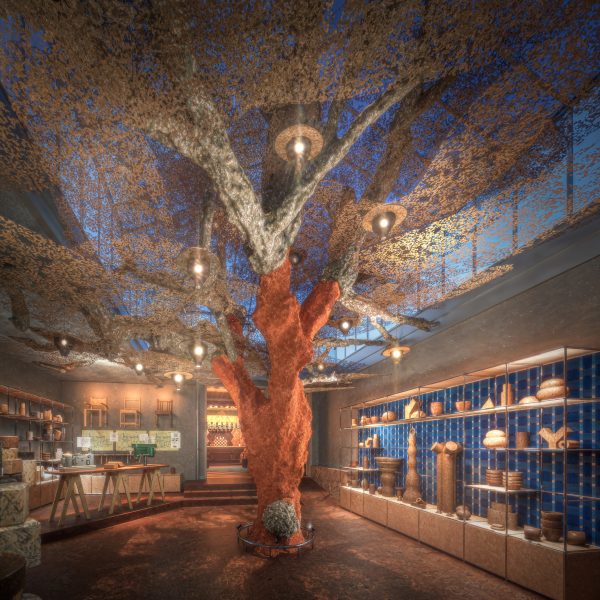 Render of Casa Cork by David Rockwell and Rockwell Group installation for Milan design week