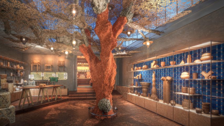 Render of Casa Cork by David Rockwell and Rockwell Group installation for Milan design week