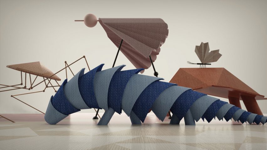 Abstract graphic of a blue creature