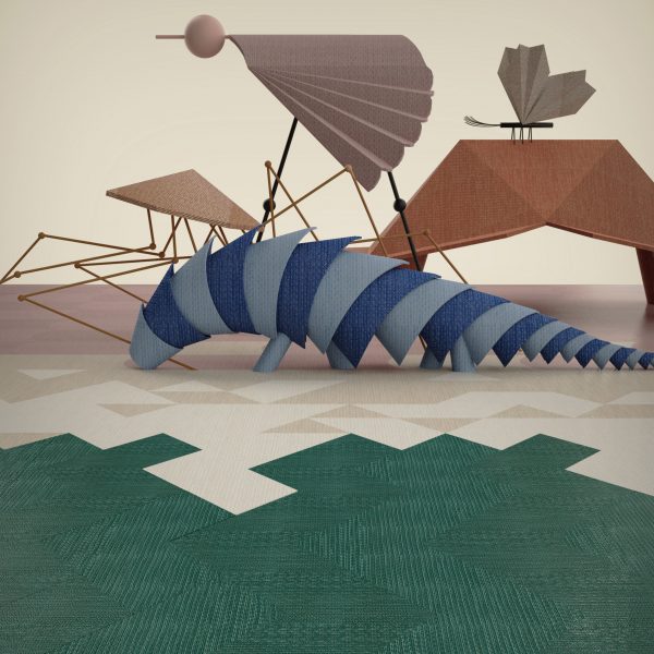 Abstract graphic of a blue creature