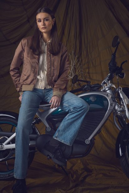 Model sitting on the Flying Flea