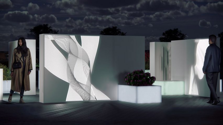 Render of people at an installation