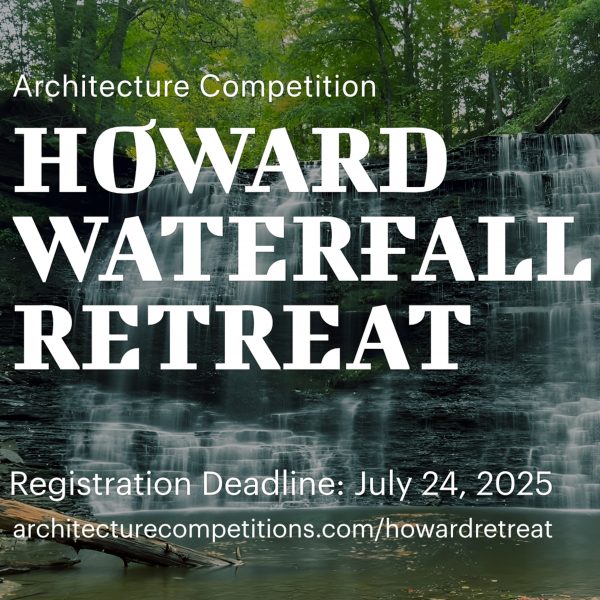 Photo of waterfall at Howard Waterfall Retreat with text overlay for the Buildner competition
