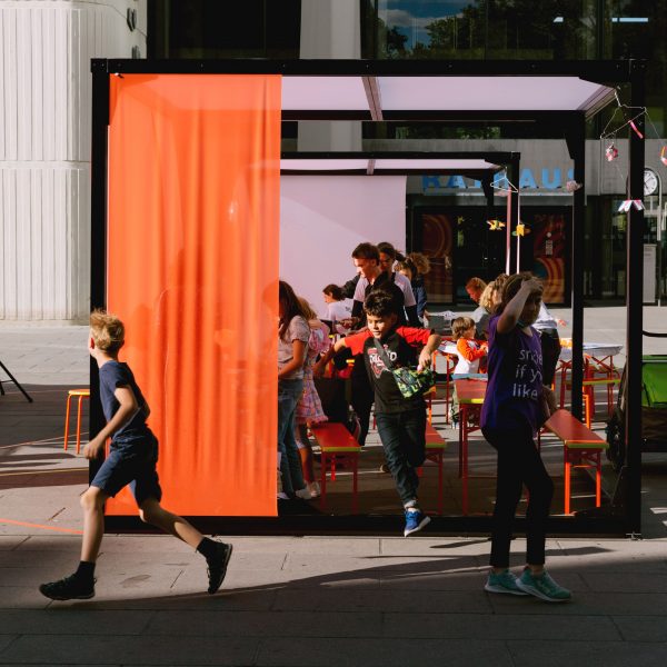 Photo of children at an installation by Ben Kuhlmann