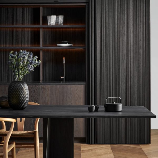 Photo of dining space with Menu by Bodo Sperlein wooden flooring