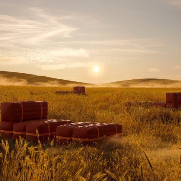 Photo of modular chair in a field