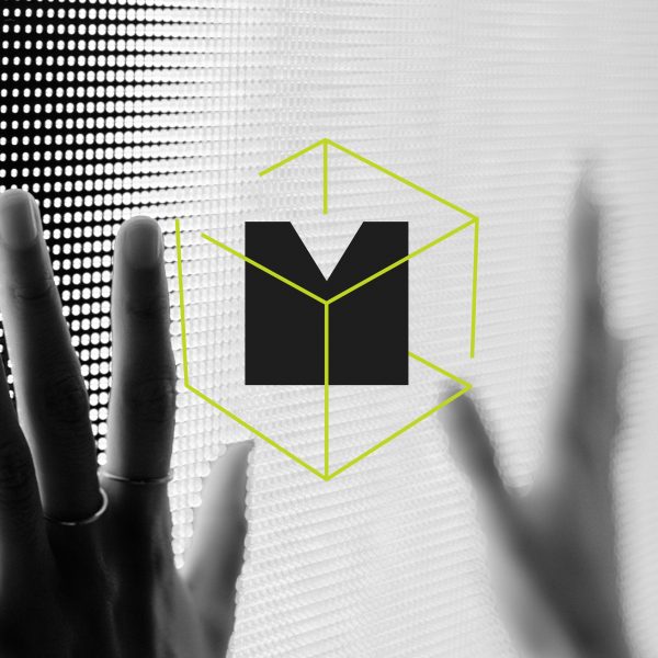 Photo of hand and digital print with Materially logo