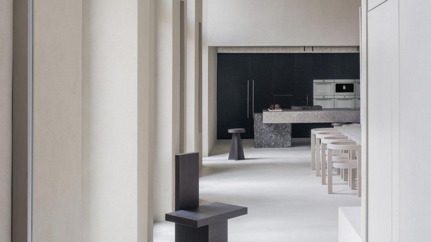 Kitchen products in a white and black kitchen