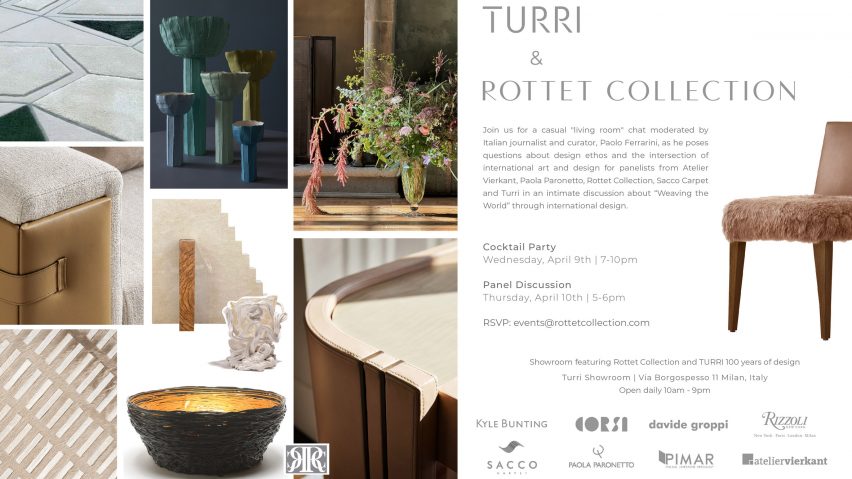 Graphic for Weaving the World – a Rottet collection panel discussion at Turri