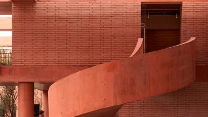Red concrete stair