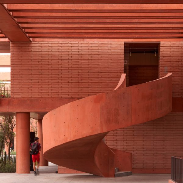 Red concrete stair