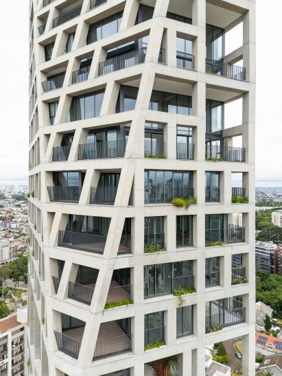 Structural concrete grid on skyscraper