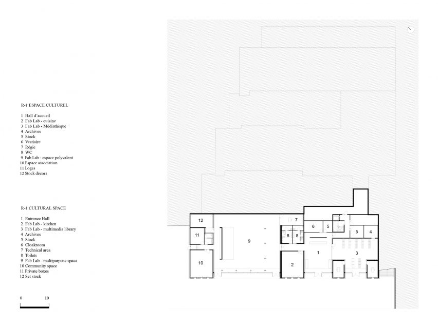 Plan of Edmond Simeoni School and Cultural Space in Lumio by Amelia Tavella Architectes