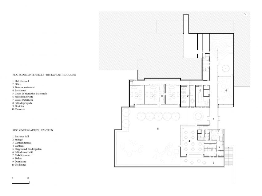Plan of Edmond Simeoni School and Cultural Space in Lumio by Amelia Tavella Architectes