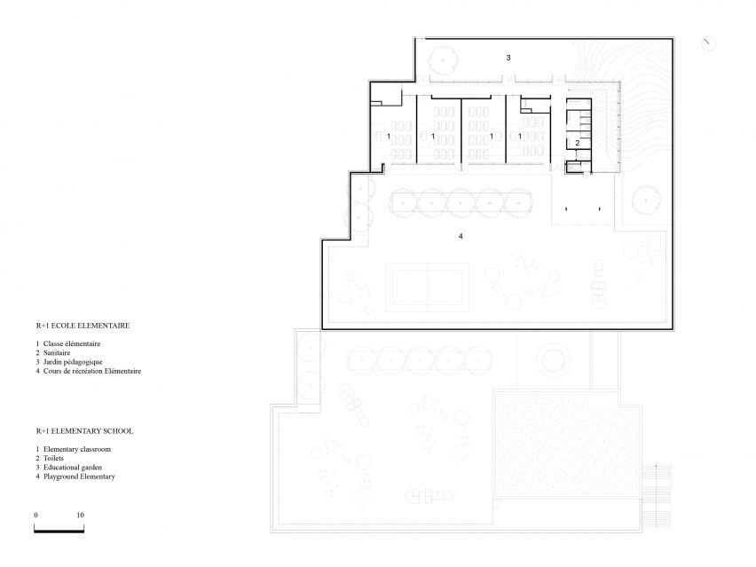 Plan of Edmond Simeoni School and Cultural Space in Lumio by Amelia Tavella Architectes