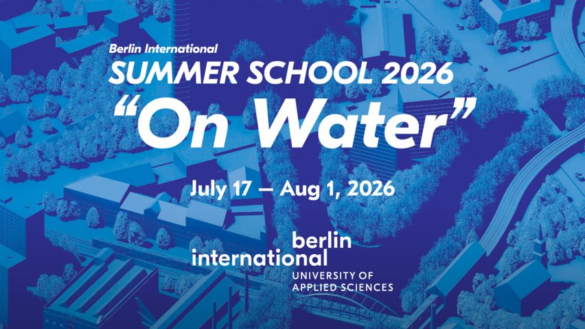 a poster promoting a summer course in tones of blue and white