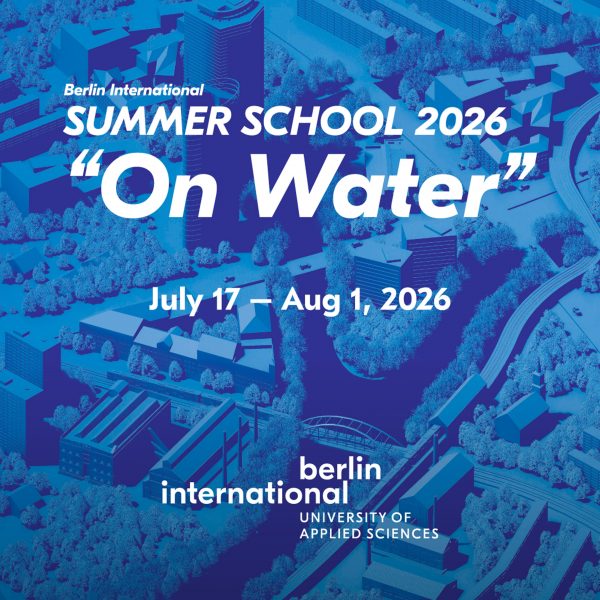 a poster promoting a summer course in tones of blue and white