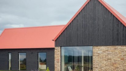 Rural Scottish house with corrugated metal roof