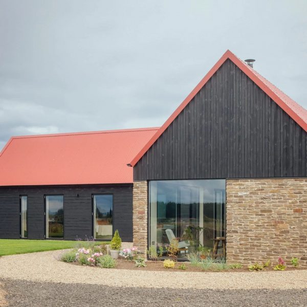 Rural Scottish house with corrugated metal roof