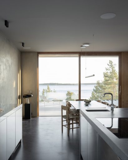 Kitchen interior at House Djurö in Sweden