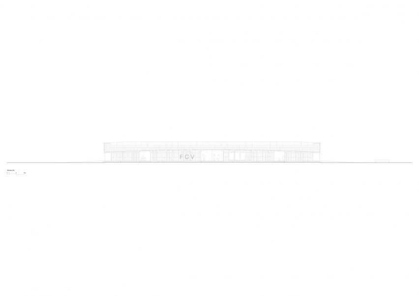 Elevation of Daillens Sports Facility by Localarchitecture