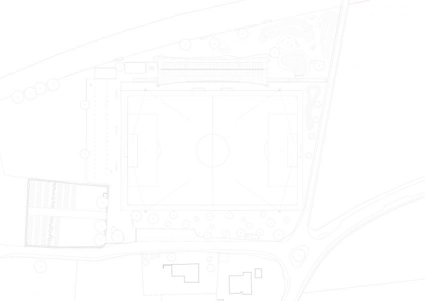 Plan of Daillens Sports Facility by Localarchitecture