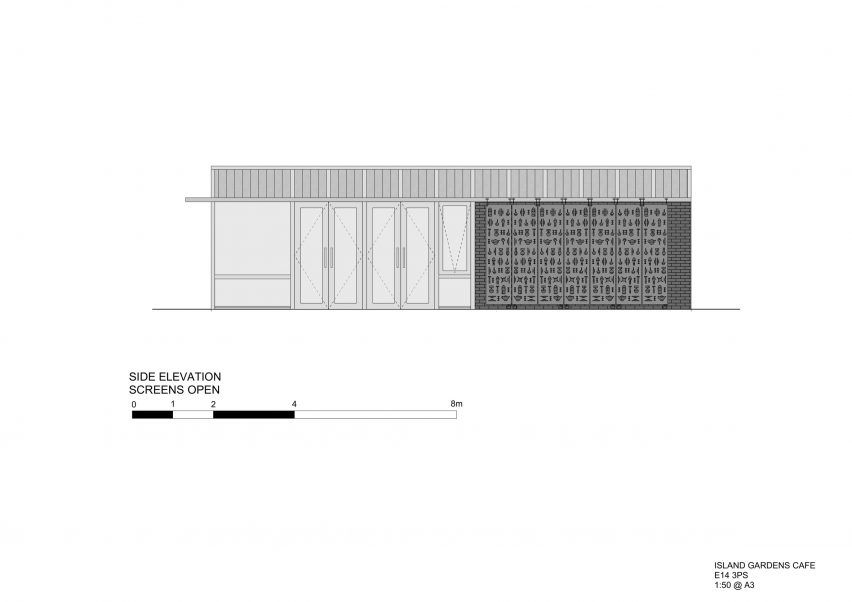 Elevation of Docklands cafe by Makespace Architects