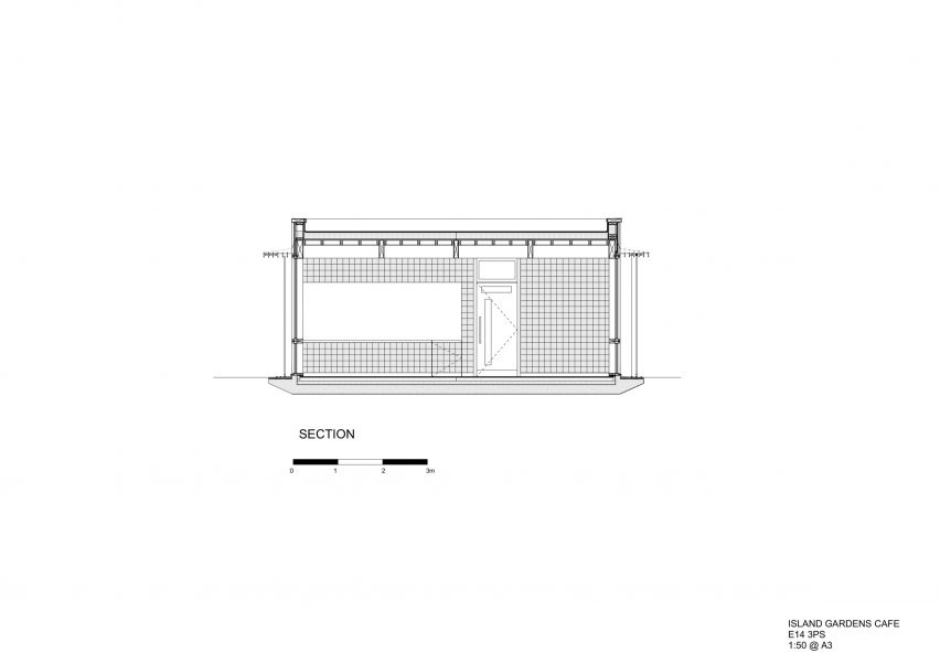 Section of Docklands cafe by Makespace Architects