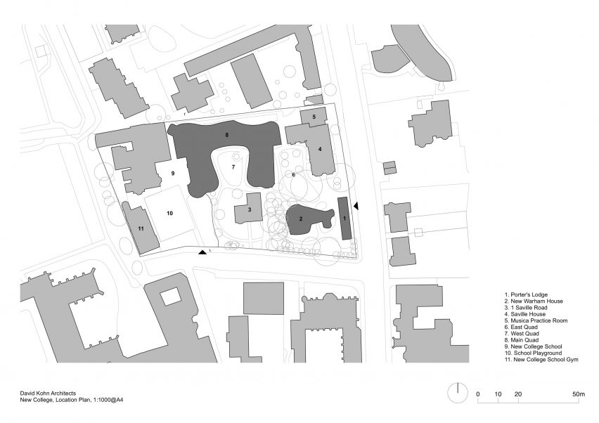 Site plan of Gradel Quadrangles at New College Oxford by David Kohn Architects