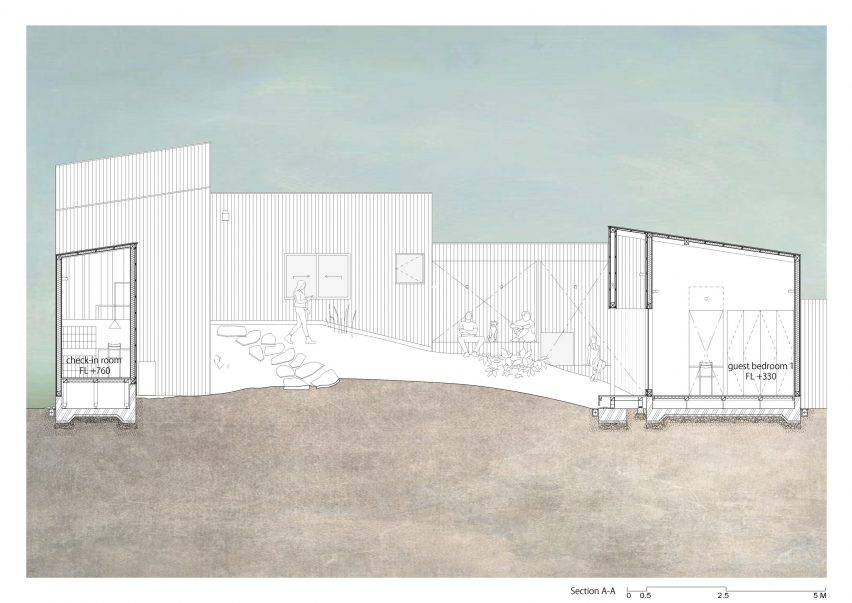 Section of Necklace Villa by 1110 Office for Architecture