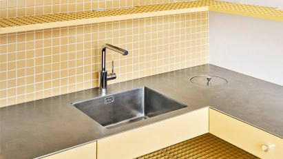 Butter-yellow kitchen interior